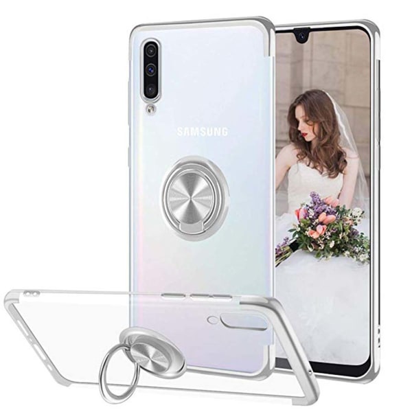 Elegant Silikonskal med Ringh�llare Floveme - Samsung Galaxy A70 Roséguld