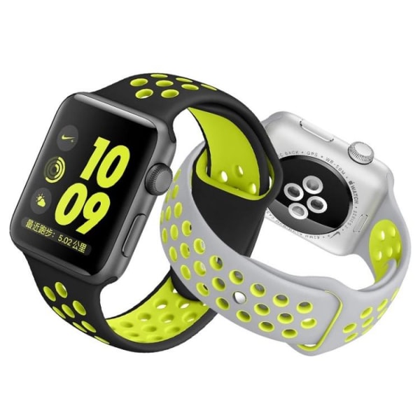 Apple Watch 38 mm - HUTECH Stilfuldt silikonearmbånd i høj kvalitet Lila/Grön M