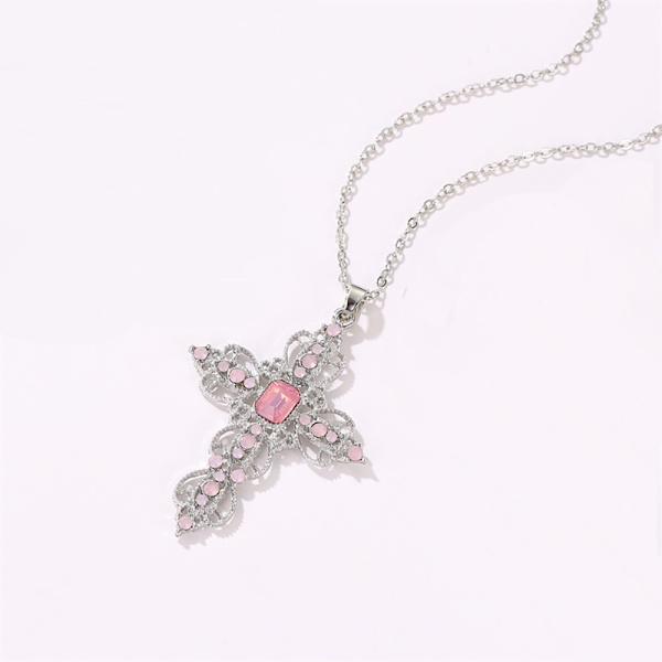 Elegant Hög Kvalitet Hållbart Kors Halsband Rosa
