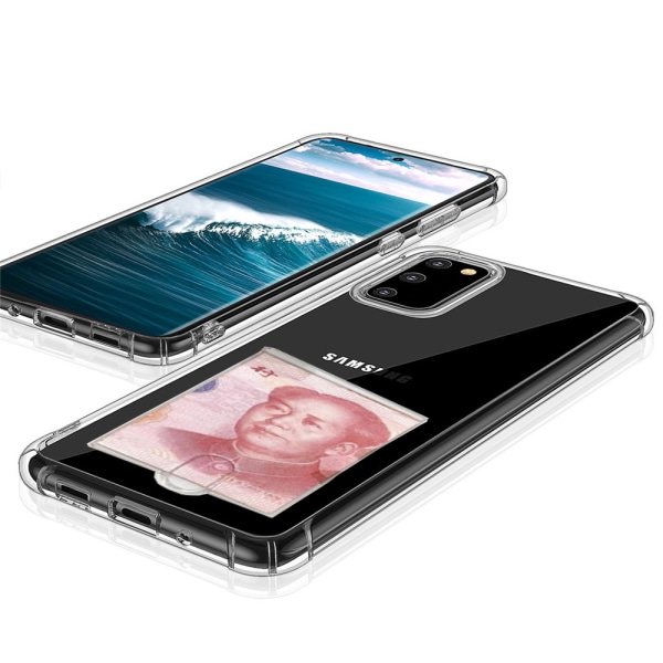 Käytännöllinen kansi korttilokerolla - Samsung Galaxy S20 Transparent/Genomskinlig