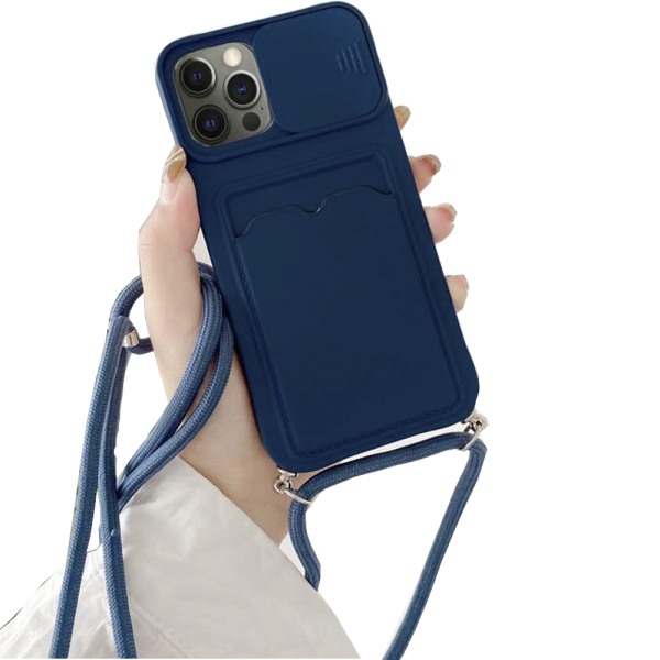 iPhone 12 Pro Max - Sileä suojakuori korttitelineellä Mörkblå
