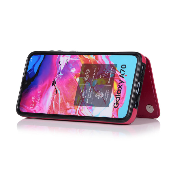 Samsung Galaxy A50 - Effektfullt Skal med Kortfack Röd