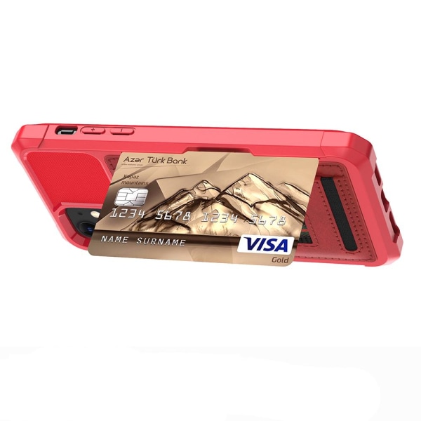 iPhone 12 Mini - Gjennomtenkt stilig deksel med kortholder Röd