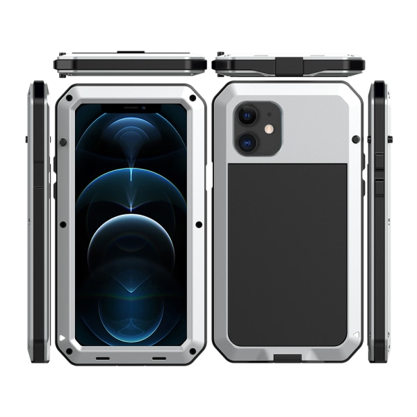 iPhone 12 Pro Max - Kraftig 360-aluminiumsdeksel HEAVY DUTY Silver