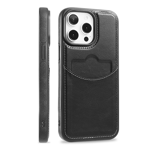 iPhone 15 Pro Leman Kortfodral - Smart & Elegant Vinröd