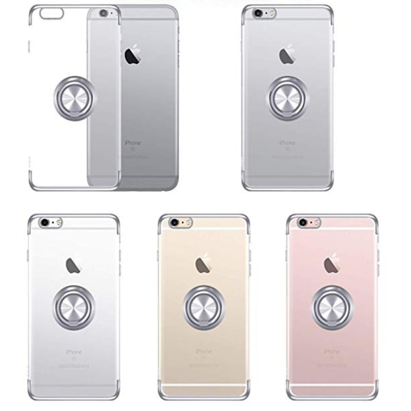 iPhone 6/6S Plus - Ainutlaatuinen LEMAN-kotelo sormustelineellä Silver