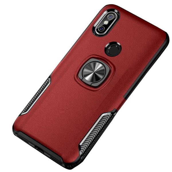 Ainutlaatuinen älykäs kansi sormustelineellä - Huawei P20 Lite (LEMAN) Röd