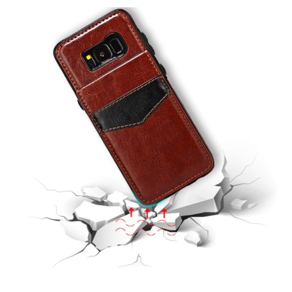 Samsung Galaxy S8+ - LEMANS-nahkakotelo, jossa lompakko/korttitasku Röd Röd