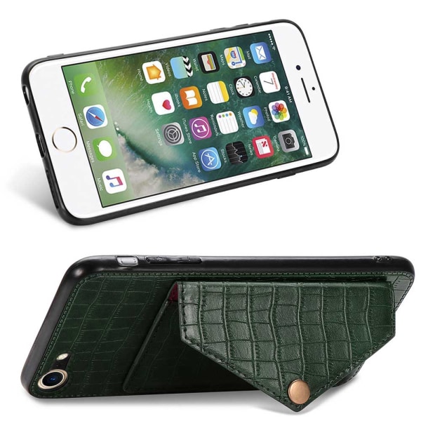 iPhone SE 2020 - Professionellt Stilrent Skal med Kortfack Grön Grön