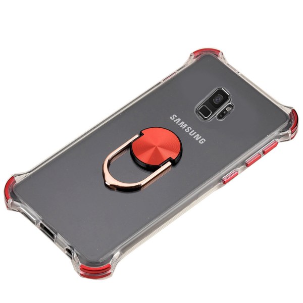 Samsung Galaxy S9 - Beskyttende silikonecover med ringholder Röd