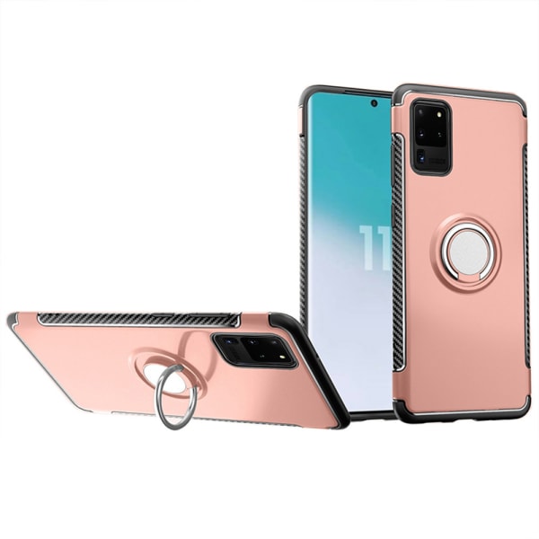 Samsung Galaxy S20 Ultra - Elegant cover med ringholder Roséguld