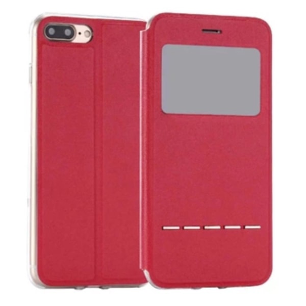 Elegant Smartfodral Svarsfunktion Fönster iPhone 8 PLUS Röd