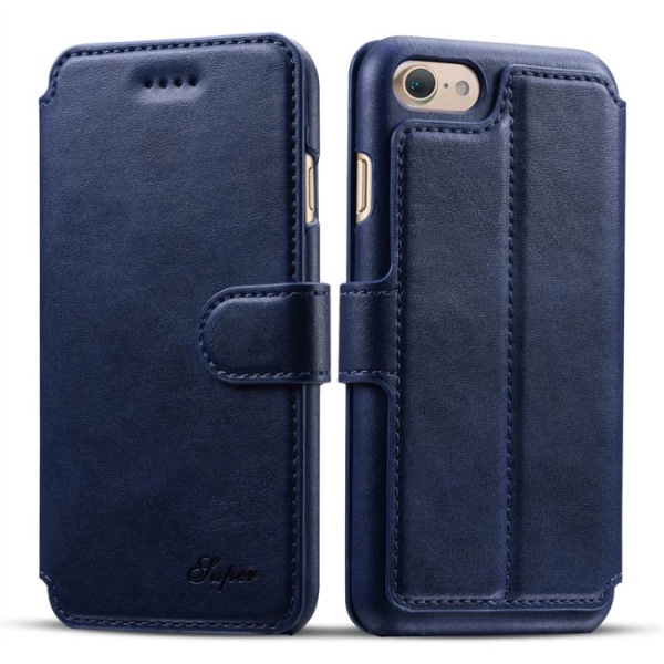 Praktiskt Fodral med Plånbok - iPhone 6/6S Plus (Läder) Blå
