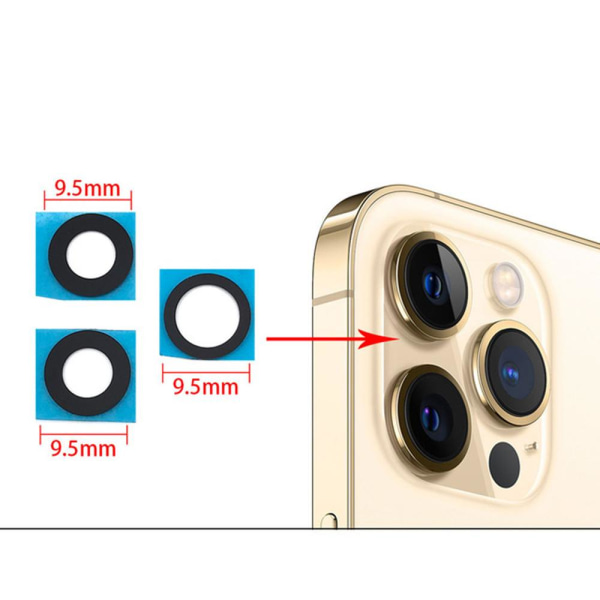 3-PACK iPhone 11 Pro Bagkamera Fælge Lens Reservedel Transparent/Genomskinlig