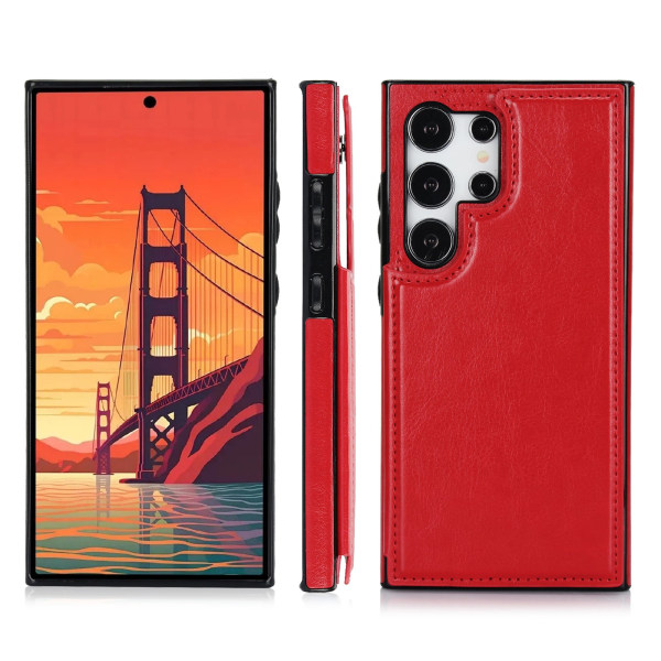 Samsung Galaxy S24 Ultra - Stilig deksel med lommebok/kortrom Röd
