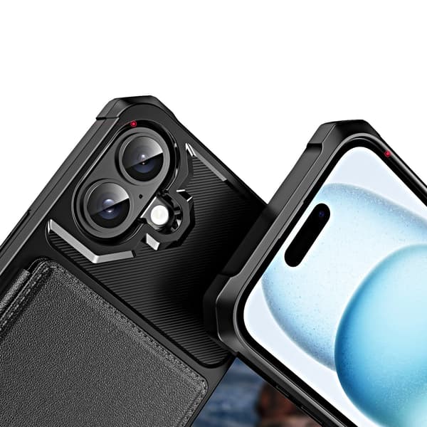 iPhone 16  Leman slimfodral med kortfack & skydd