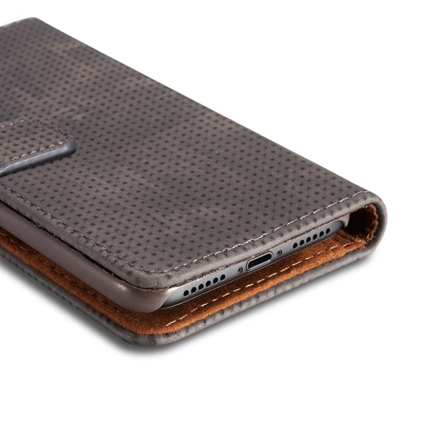 Plånboksfodral i Retrodesign från LEMAN till iPhone XS Max Gråsvart