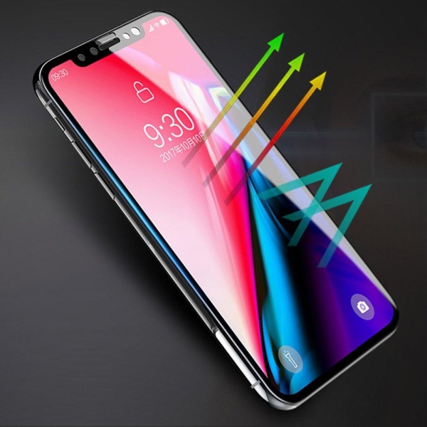 iPhone X/XS 2-PACK Sk�rmskydd Anti-Blueray 2.5D Carbon 9H 0,3mm Transparent/Genomskinlig