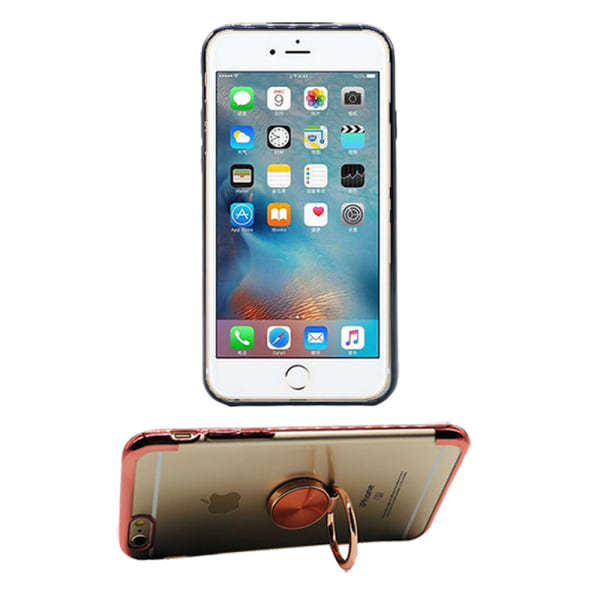iPhone 6/6S PLUS - Stilfuldt silikonetui med ringholder Silver