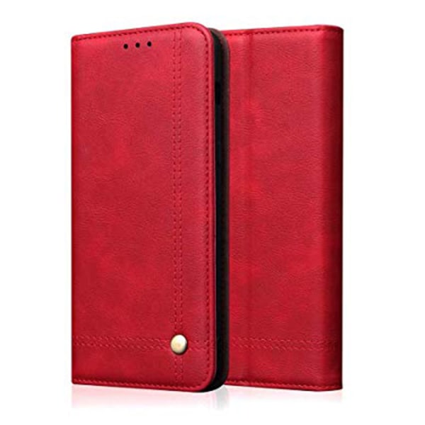 Huawei Y6 2019 - Exklusivt Slittåligt Plånboksfodral LEMAN Röd