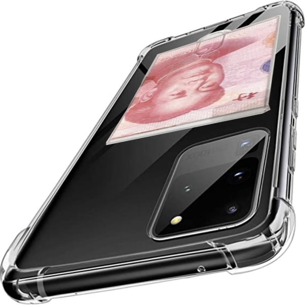 Samsung Galaxy S20 Ultra - Kraftfullt Floveme Skal med Korthålla Transparent/Genomskinlig