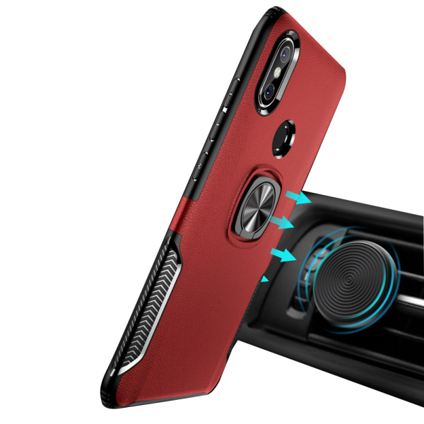 Huawei P20 Lite - Stilfuldt cover med ringholder (LEMAN) Röd