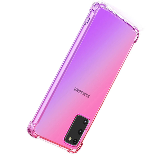 Samsung Galaxy S20 - Stilfuldt beskyttende silikonecover Blå/Rosa