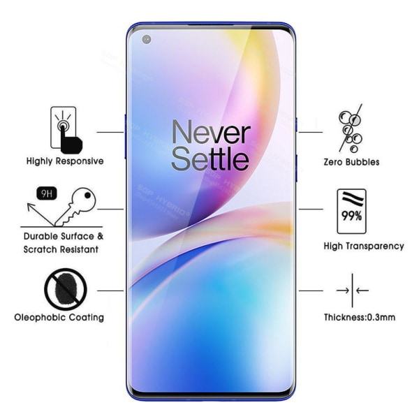 OnePlus 8 Pro Skjermbeskyttelse 3D 0,3 mm Transparent/Genomskinlig