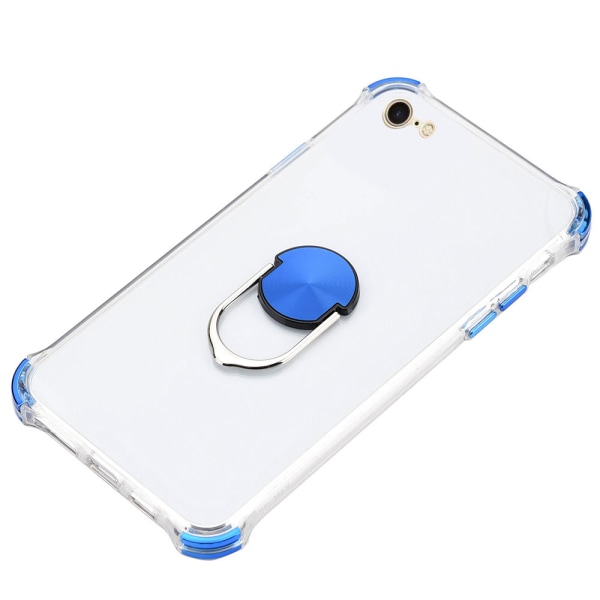 Tyylikäs silikonikotelo sormustelineellä - iPhone 6/6S Silver