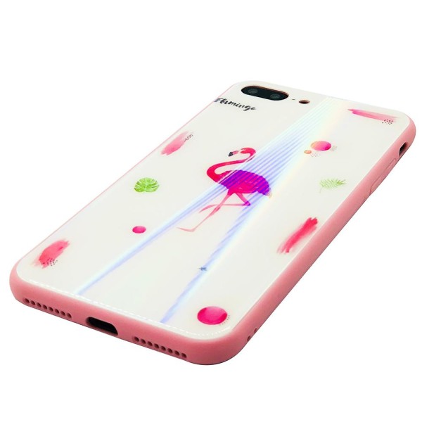 Elegant Skyddskal till iPhone 7 Plus (Härdat glas) Flamingo