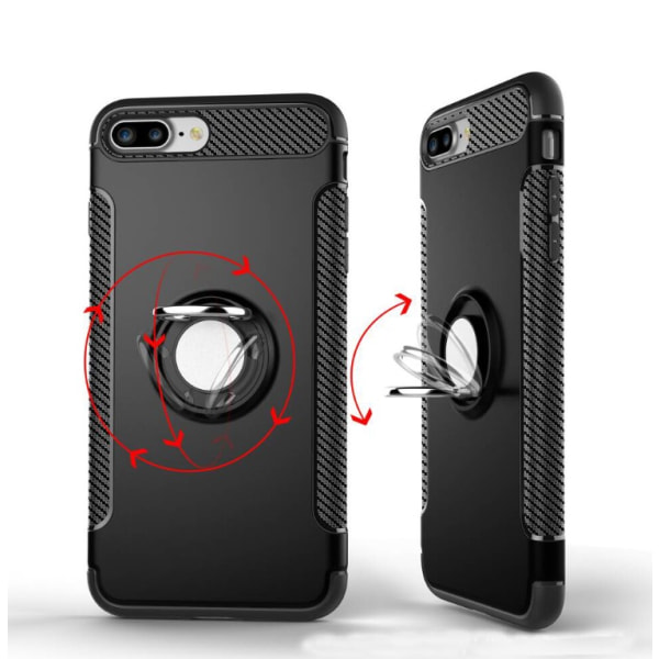 iPhone SE 2020 - FLOVEME:n iskunkestävä suojus sormustelineellä Röd