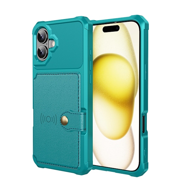 Lyxigt Plånboksskal för iPhone 16 Plus - Praktisk Funktion med en Stilren Design Grön