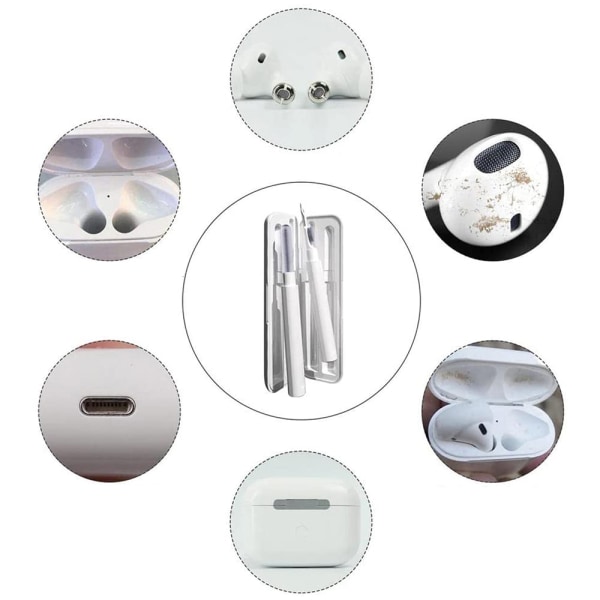 H�llbar Multifunktionell H�rlurs Airpods Reng�ringskit Vit