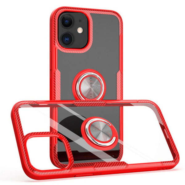 iPhone 12 Mini - Stilfuldt beskyttelsescover med ringholder LEMAN Röd/Silver