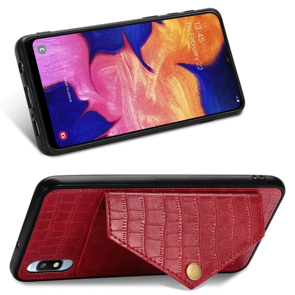 Samsung Galaxy A10 - Stilfuldt cover med kortrum Röd