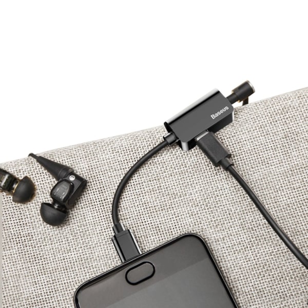Baseus AUX-Splitter (2 i 1) Adapter för laddning (Type-C) Svart