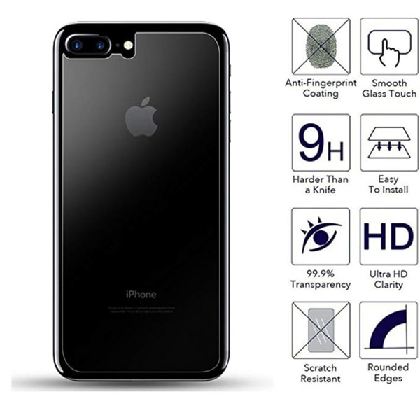 iPhone 8+ Baksida Skärmskydd 9H Screen-Fit HD-Clear. Transparent/Genomskinlig