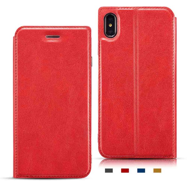 Tyylikäs Smart Wallet Case (VINTAGE) - iPhone XS MAX Röd