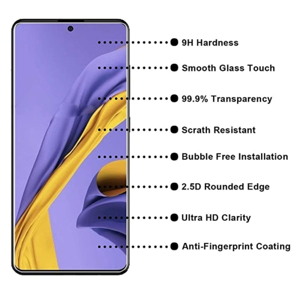 Samsung Galaxy A51 2-PACK Näytönsuoja Standard 9H 0,3mm HD-Clear Transparent/Genomskinlig