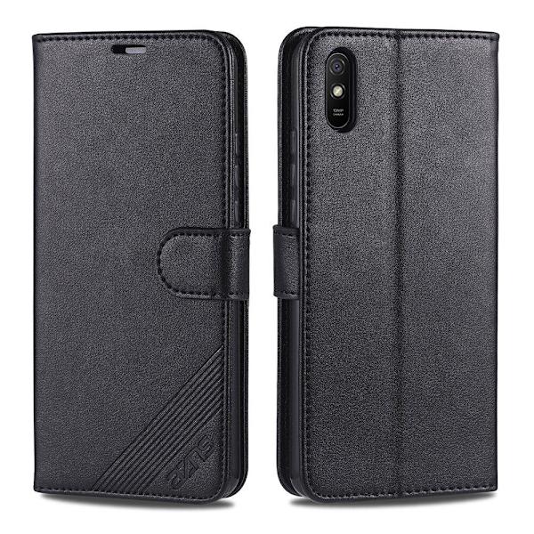 Xiaomi Redmi 9AT - Skyddande Praktiskt Plånboksfodral Svart