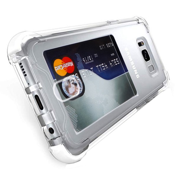 Samsung Galaxy S8 Plus - Kraftig beskyttelsesdeksel med kortholder Transparent/Genomskinlig