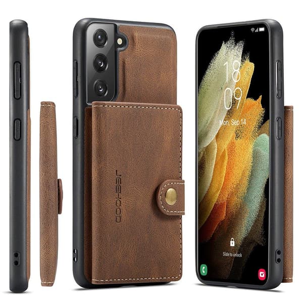 Samsung Galaxy S21 - Elegant Skyddsskal med Kortfack Svart
