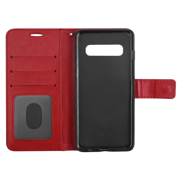 Samsung Galaxy S10+ – käytännöllinen lompakkokotelo (kaksitoiminto) Röd