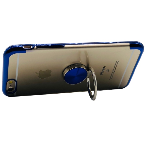 iPhone 5/5S - Vankka silikonikotelo, jossa rengaspidike Blå