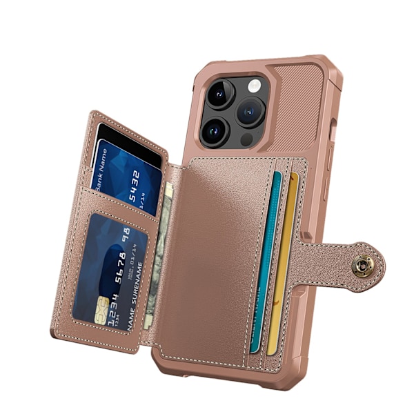 Elegant plånboksfodral i lyxigt PU-läder för iPhone 15 Pro Svart