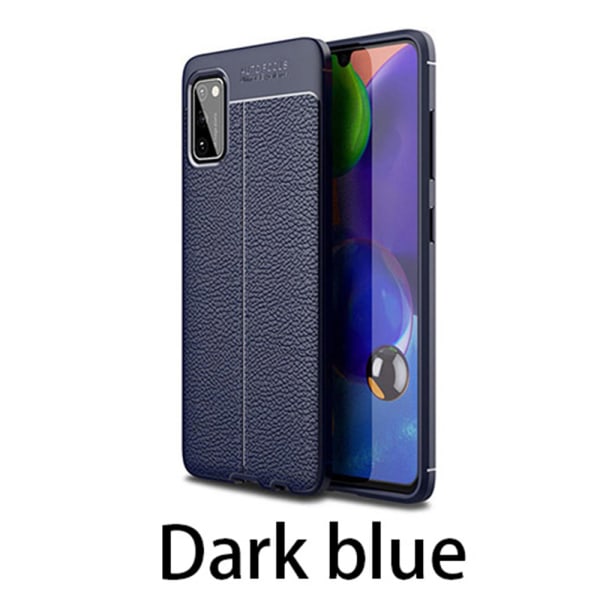 Samsung Galaxy A41 - Stilfuldt Litchi-læder designcover Mörkblå