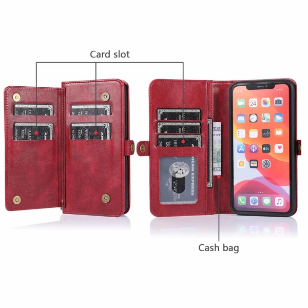 iPhone 11 Pro - Stilrent Dubbelfunktions Plånboksfodral Röd