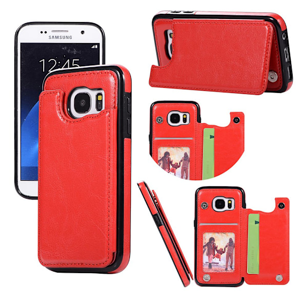 Samsung Galaxy S7 - NKOBEE Lædercover med Pung/Kortlommer Roséguld