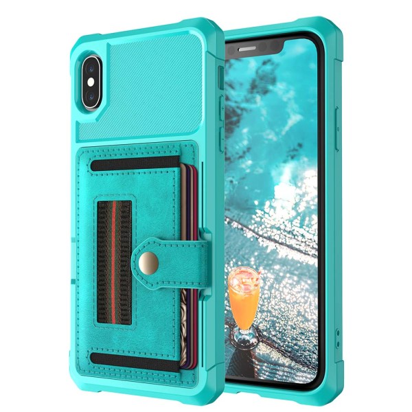 iPhone X/XS - Effektfullt Skal med Kortfack Grön