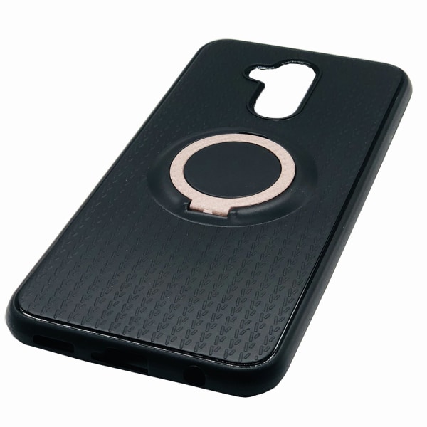 Carbon design Cover med ringholder - Huawei Mate 20 Lite Guld